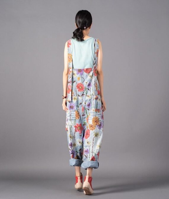 Free People Floral Denim Overall - Image 4