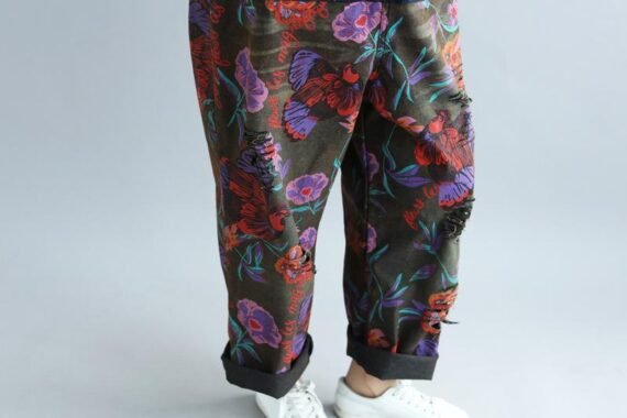 Floral Printed Loose Denim Overall - Image 8