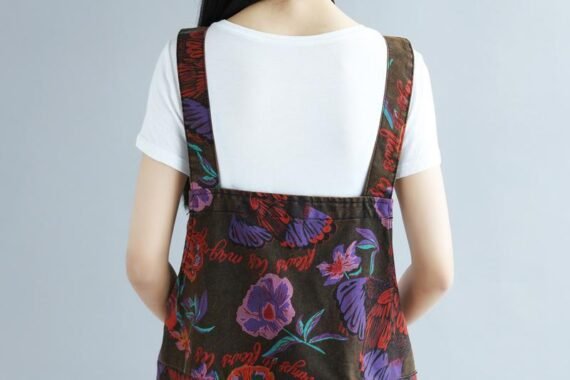 Floral Printed Loose Denim Overall - Image 3