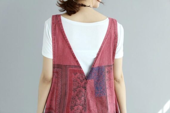 Red Tribal Plus Size Overall - Image 5