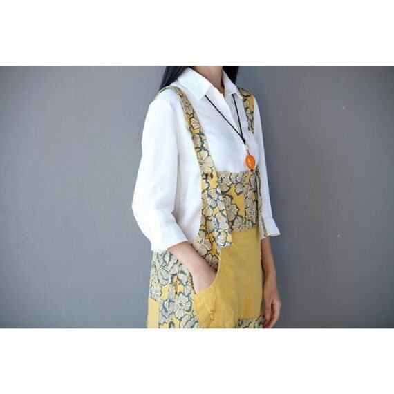 Yellow Floral Overall Jumpsuit - Image 4