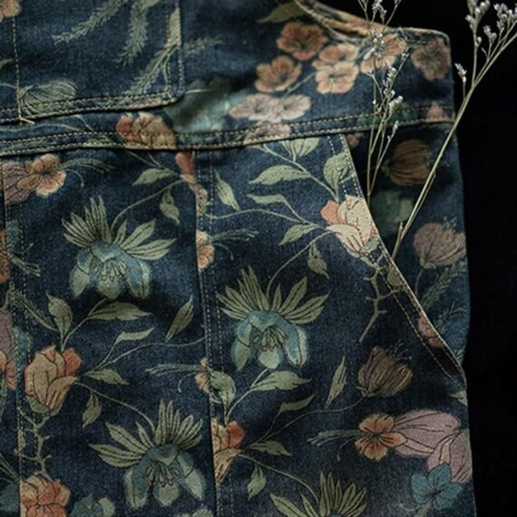 Artsy Floral Denim Overall Dress - Image 7