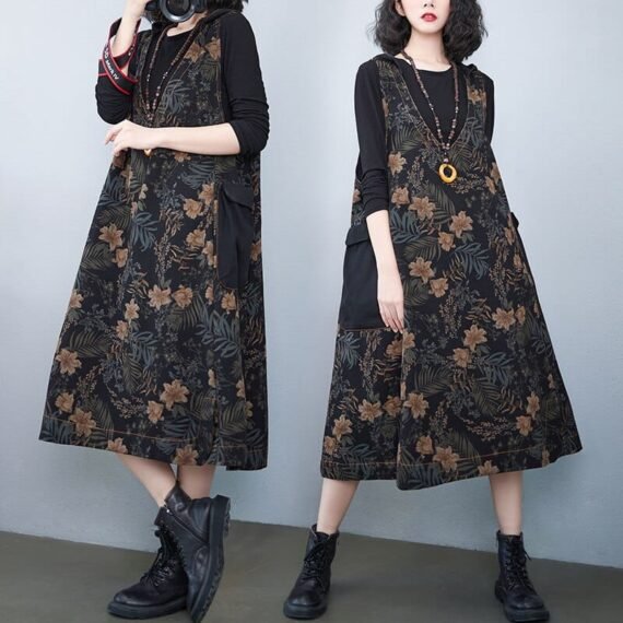 Hooded Floral Overall Dress - Image 8