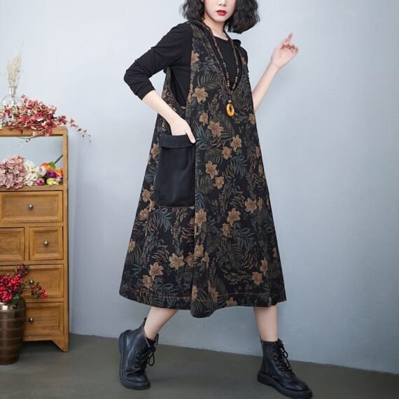 Hooded Floral Overall Dress - Image 3