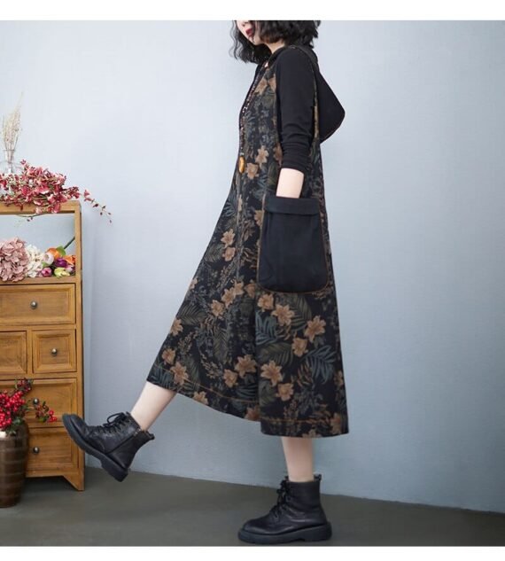 Hooded Floral Overall Dress - Image 4