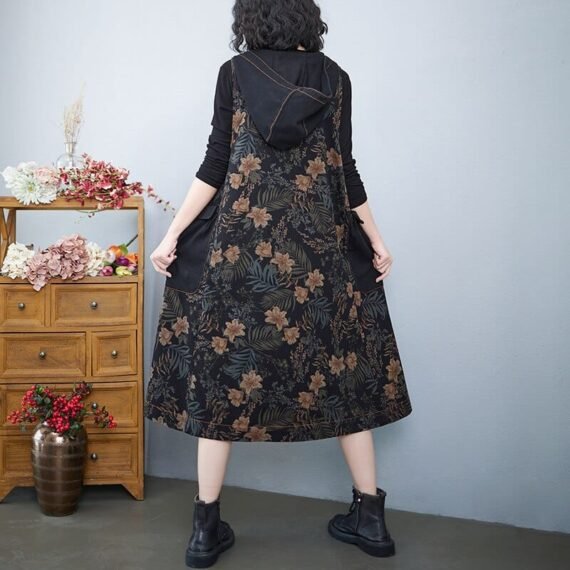 Hooded Floral Overall Dress - Image 5