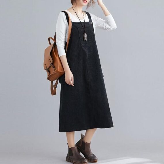 Plus Size Corduroy Overall Dress - Image 4