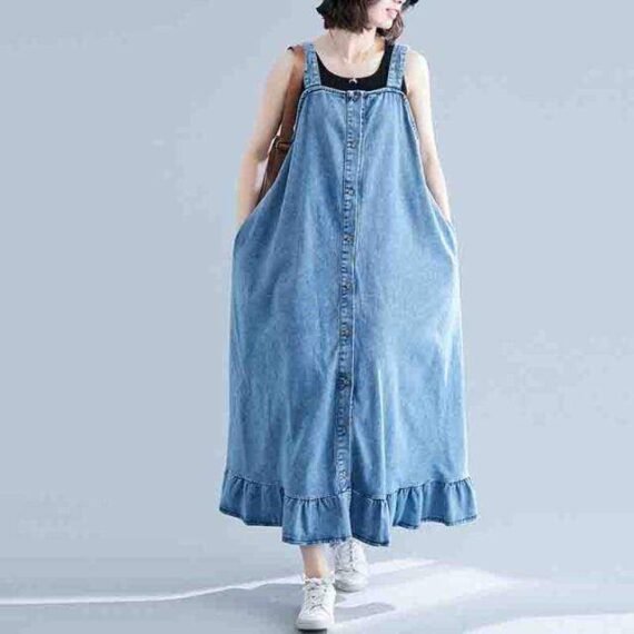 Too Relaxed Denim Overall Dress - Image 4