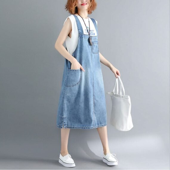 Casual Vibes Midi Overall Dress - Image 3