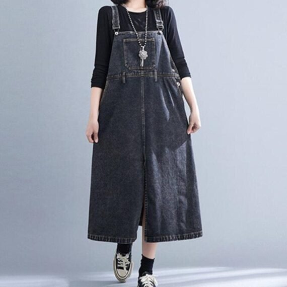 Good Vibes Denim Overall Dress - Image 16