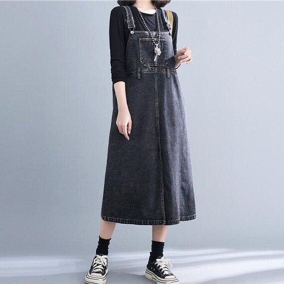 Good Vibes Denim Overall Dress - Image 15