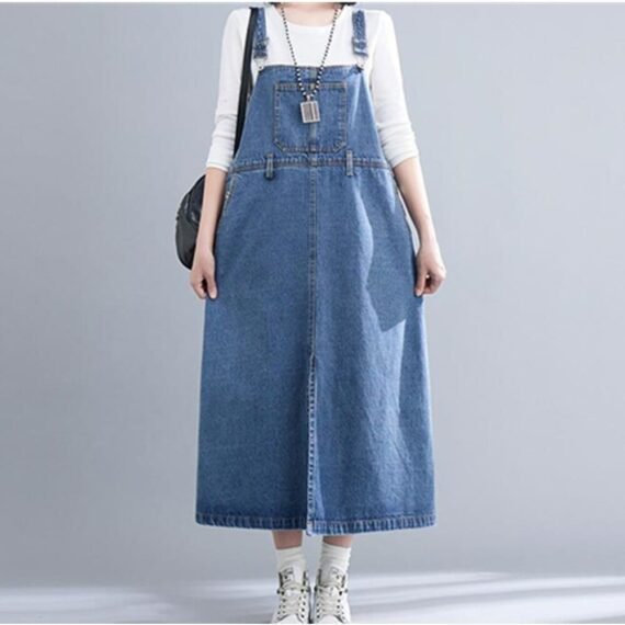 Good Vibes Denim Overall Dress - Image 8