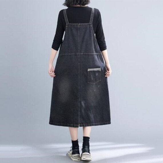 Good Vibes Denim Overall Dress - Image 13