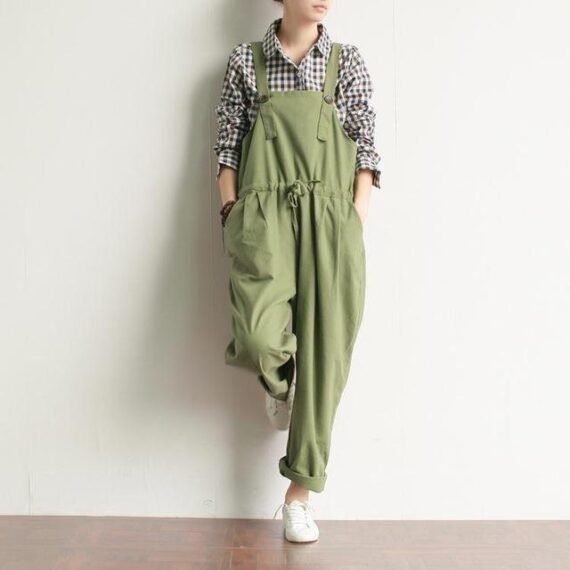 Vintage Pleated Linen Overall - Image 3