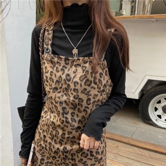 Leopard Prints Overall Dress Mini - Image 4