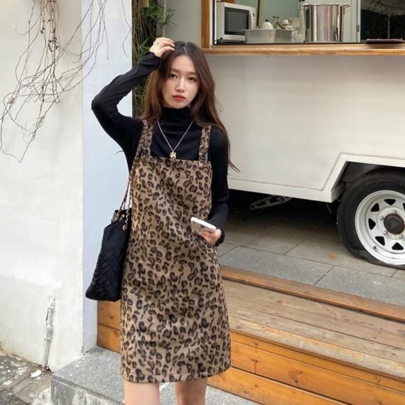 Leopard Prints Overall Dress Mini - Image 5