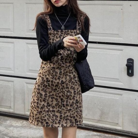 Leopard Prints Overall Dress Mini - Image 2