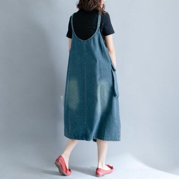 Loose Denim Overall Dress - Image 4