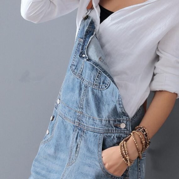 Ripped Denim Overall Dress - Image 3