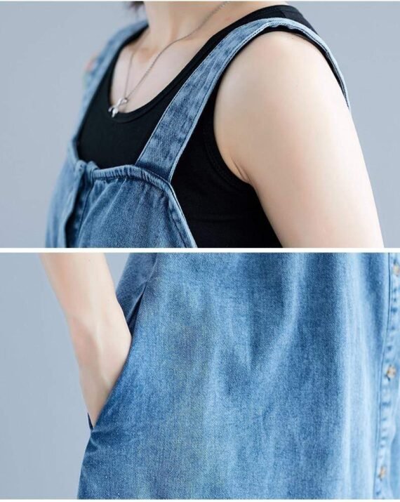 Too Relaxed Denim Overall Dress - Image 5