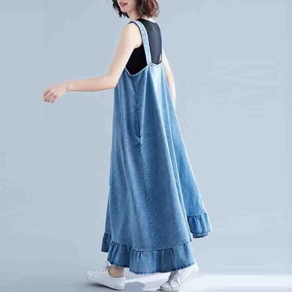 Too Relaxed Denim Overall Dress - Image 3