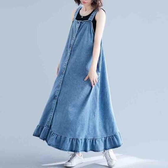 Too Relaxed Denim Overall Dress - Image 2