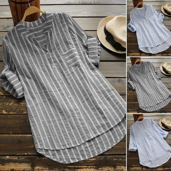 Oversized Striped Button-down Shirt - Image 4