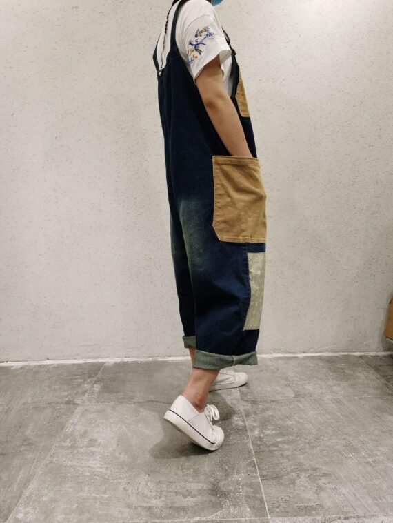 Patchwork Oversized Denim Overall - Image 7