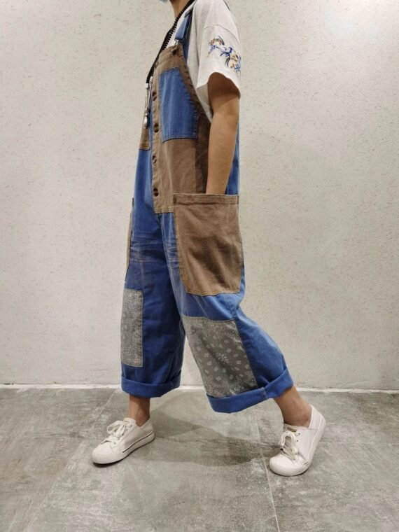 Patchwork Oversized Denim Overall - Image 8