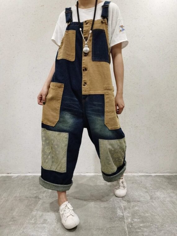 Patchwork Oversized Denim Overall - Image 6