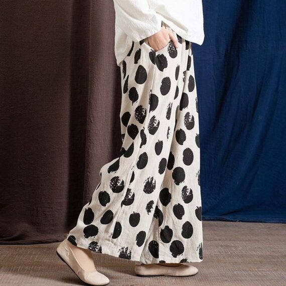 Polka Dot Linen Palazzo Pants  | Zen - Image 5