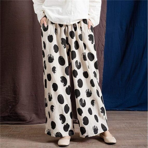 Polka Dot Linen Palazzo Pants  | Zen - Image 4