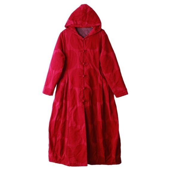 Red Linen Hooded Trench Coat - Image 5