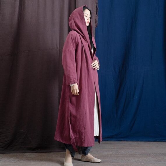 Hooded Bandage Linen Trench Coat  | Zen - Image 6