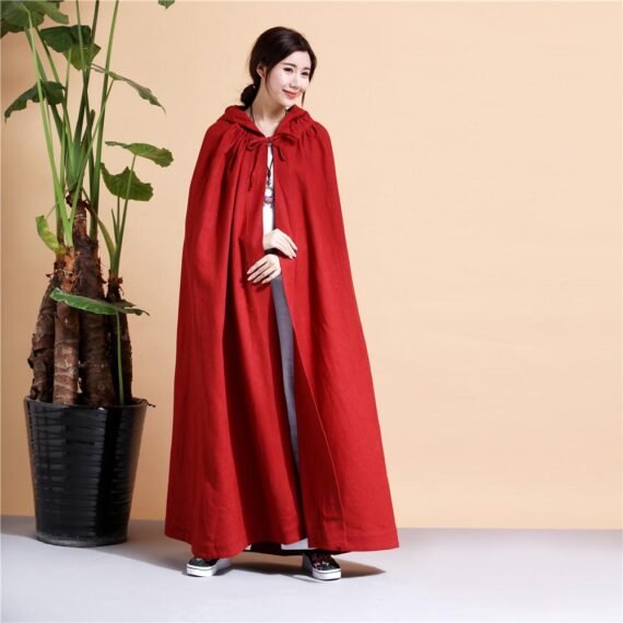 Long Hooded Linen Cloak - Image 5