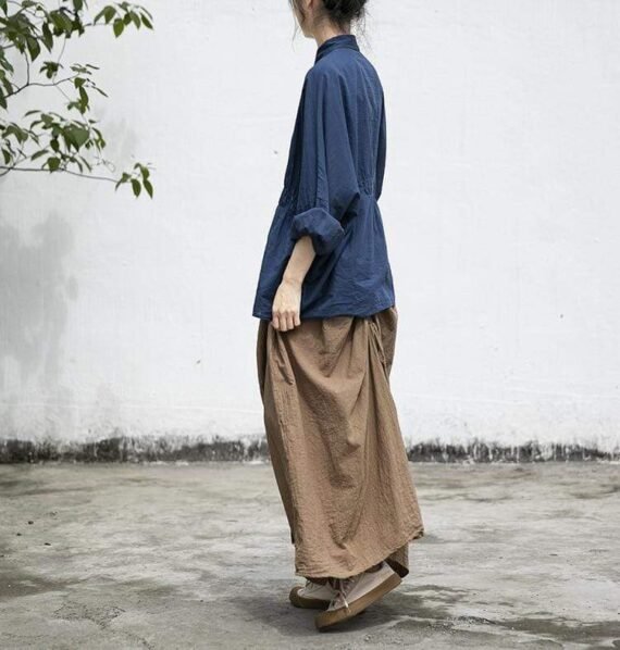 Asymmetrical Cotton Linen Skirt | Lotus - Image 8