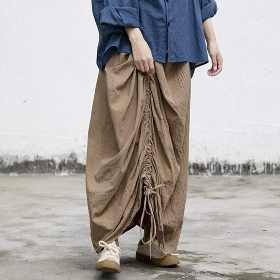 Asymmetrical Cotton Linen Skirt | Lotus - Image 3