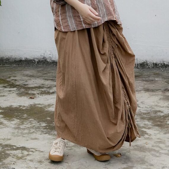 Asymmetrical Cotton Linen Skirt | Lotus - Image 2