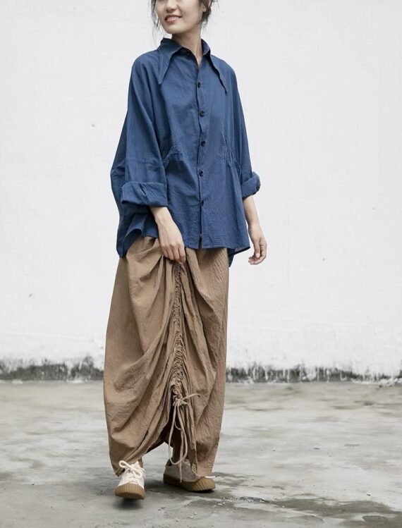 Asymmetrical Cotton Linen Skirt | Lotus - Image 7