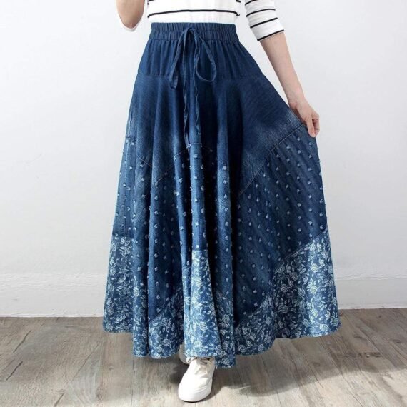 Vintage Pleated Denim Skirt - Image 3