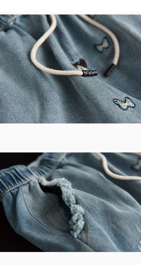 Butterfly Embroidered Vintage Denim Skirt - Image 5