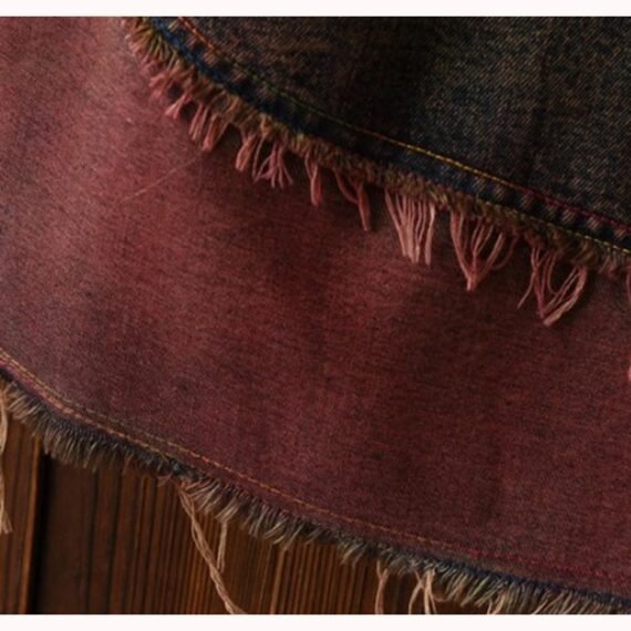 Embroidered Patchwork Denim Skirt - Image 6