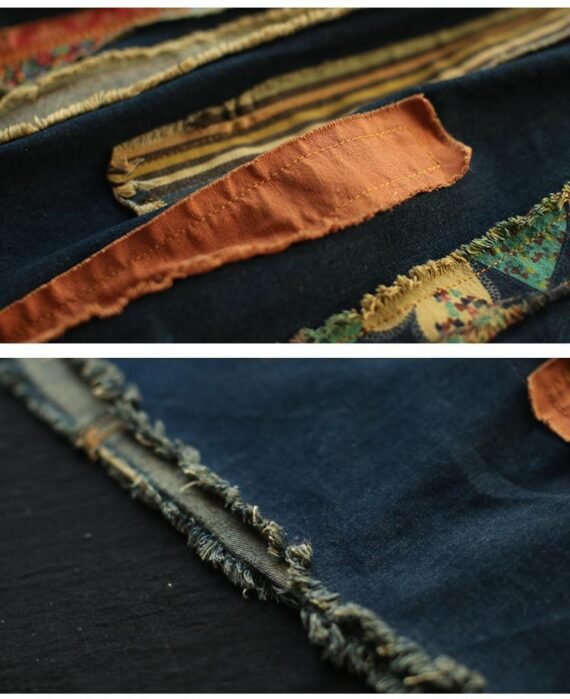 Franfreluche Patchwork Denim Skirt - Image 3