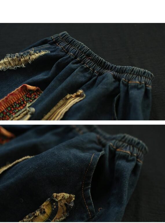 Franfreluche Patchwork Denim Skirt - Image 6