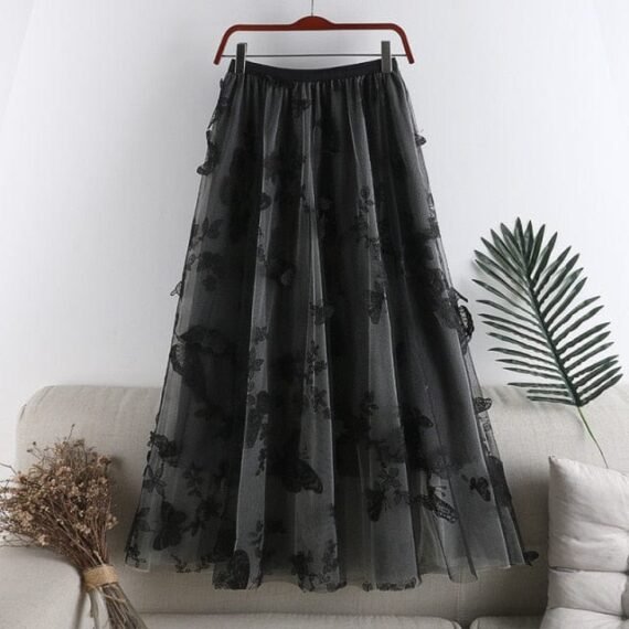 Flowers & Butterflies Asymmetrical Midi Skirt - Image 4