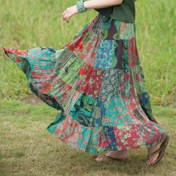 Vintage Random Patchwork Skirt - Image 2