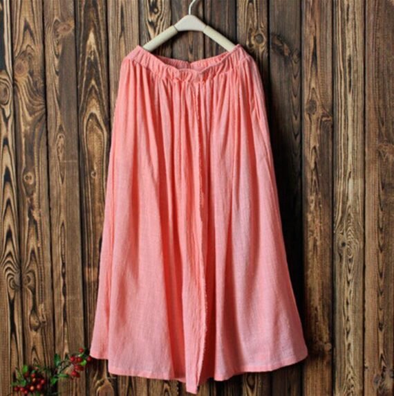 Vintage Cotton Linen Pleated Skirt - Image 7