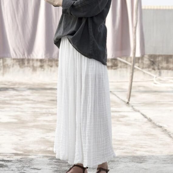 Vintage White Cotton Skirt | Lotus - Image 2