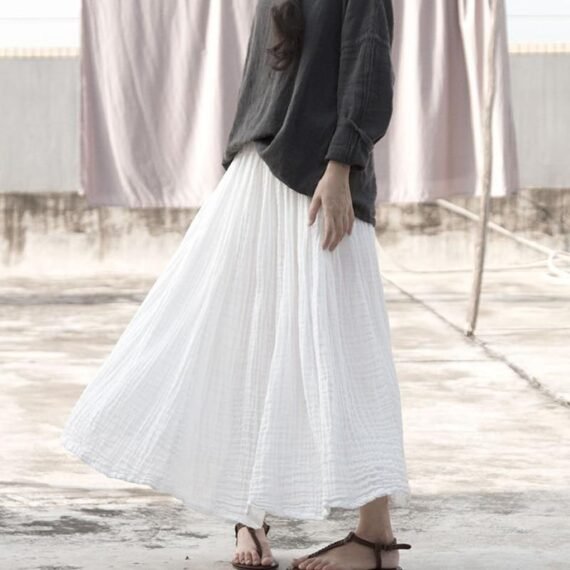 Vintage White Cotton Skirt | Lotus - Image 3