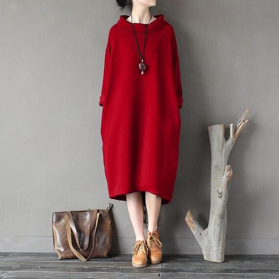 Plus Size Oversized Turtleneck Sweater Dress - Image 2